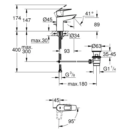 Grohe QuickFix Waschtischarmatur Start Loop S Energie-Spar-Funktion 32 Mm 1 1/4" 7 Grohe QuickFix Waschtischarmatur Start Loop S Energie-Spar-Funktion 32 Mm 1 1/4" – Bild 5