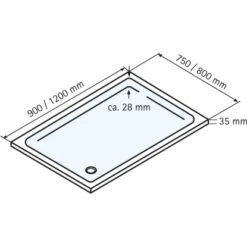 Schulte ExpressPlus Duschwanne Eckig Flach Sanitäracryl Asymmetrisch 75x90cm -Dusch Welt Verkauf 4060991056666 2053 3