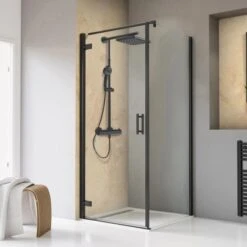 Schulte Drehtür Toura L + Seitenwand Pendelbar Schwarz 200 X 80 X 80cm Klar Hell