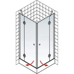 Schulte Eckeinstieg 4-tlg. Toura Pendelbar Schwarz 200 X 100 X 100 Cm Klar Hell -Dusch Welt Verkauf 4060991070136 2053 6