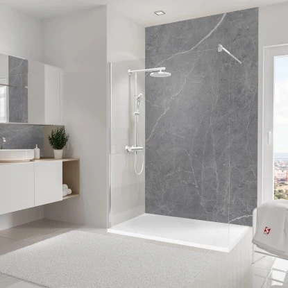 Schulte Duschrückwand DecoDesign Softtouch Stein Marmor-Grau 255 Cm X 150 Cm 4 Schulte Duschrückwand DecoDesign Softtouch Stein Marmor-Grau 255 Cm X 150 Cm – Bild 2
