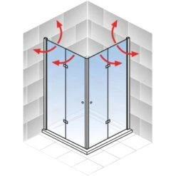 Schulte ExpressPlus Drehfalttür Eckeinstieg Garant 2.0 Chromoptik 200 X 100 Cm -Dusch Welt Verkauf 4060991076138 2053 AI 01