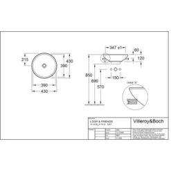 Villeroy & Boch Friends Halbeinbau-Waschbecken 43cm Pergamon M. ÜL CPlus -Dusch Welt Verkauf 4123 vbtz 411400 411401 5 1