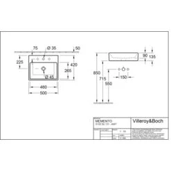 Villeroy & Boch Boch Aufsatzwaschbecken Memento 50 Cm Alpinweiß Mit HL Ohne ÜL CPlus -Dusch Welt Verkauf 4123 vbtz 513550 513551 5
