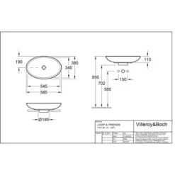 Villeroy & Boch Loop & Friends Aufsatzwaschbecken 58,5 Cm Pergamon Mit ÜL CPlus -Dusch Welt Verkauf 4123 vbtz 515100 515101 5 1