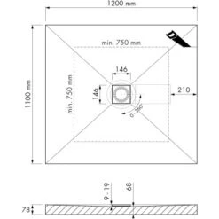 ESS Easy Drain Duschboard Aqua Brillant 120 X 110 Cm Komplettset -Dusch Welt Verkauf 4855755 1709 tz