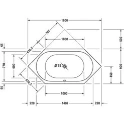 Duravit Badewanne D-Code 190 Cm X 90 Cm Sechseck Einbauversion Weiß -Dusch Welt Verkauf 491867 4123 duv d700138d