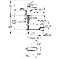 Grohe Einhand-Waschtischbatterie Eurostyle S-Size Geschlossener Hebelgriff Chrom 7 Grohe Einhand-Waschtischbatterie Eurostyle S-Size Geschlossener Hebelgriff Chrom -Dusch Welt Verkauf 518376 4520 100118033