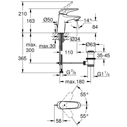 Grohe Einhand-Waschtischbatterie Eurostyle S-Size Geschlossener Hebelgriff Chrom 5 Grohe Einhand-Waschtischbatterie Eurostyle S-Size Geschlossener Hebelgriff Chrom – Bild 3