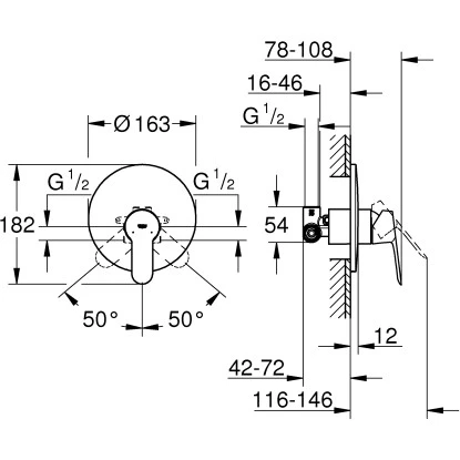 Grohe QuickFix Einhand-Brausebatterie Start Edge Chrom 4 Grohe QuickFix Einhand-Brausebatterie Start Edge Chrom – Bild 2