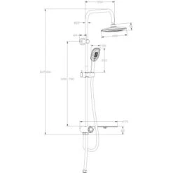 Schütte Überkopf-Brauseset Aquastar Umsteller Seitlich Chrom-Anthrazit -Dusch Welt Verkauf 59 4008431605111 Zeichnung