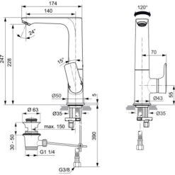 Ideal Standard Waschtischarmatur Connect Air M. Hohem Schwenkbarem Auslauf Chrom -Dusch Welt Verkauf 606127 4650 4