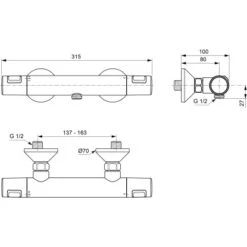 Ideal Standard Armaturenpaket Ceraflex Inkl. Brausethermostat Chrom -Dusch Welt Verkauf 611281 3049 15
