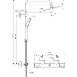 Ideal Standard Duschsystem Mit Brausethermostat Ceratherm T100 Chrom -Dusch Welt Verkauf 611676 3049 11