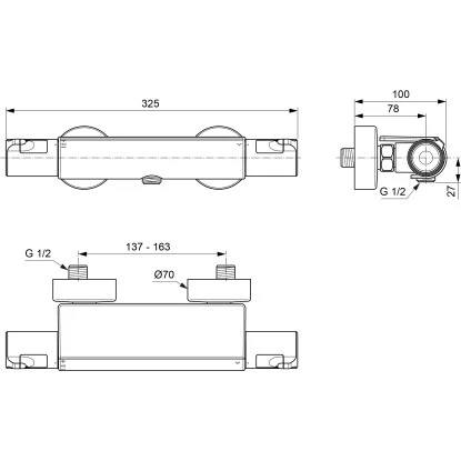 Ideal Standard Brausethermostat Ceratherm T50 Aufputz Mit Ablage Chrom 8 Ideal Standard Brausethermostat Ceratherm T50 Aufputz Mit Ablage Chrom – Bild 6