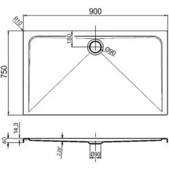 Duschwanne Maui-R 90 Cm X 75 Cm -Dusch Welt Verkauf 674874 3209 3