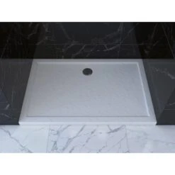 Baliv Duschwanne DW-120.80E Acryl In Steinoptik 120 Cm X 90 Cm Weiß -Dusch Welt Verkauf 700710238652 AB01 190221 L