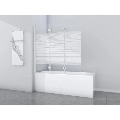 Aurlane Badewannenfaltwand White Stripes 3 Weiß 140 Cm X 140 Cm 3-flügelig 4 Aurlane Badewannenfaltwand White Stripes 3 Weiß 140 Cm X 140 Cm 3-flügelig – Bild 2