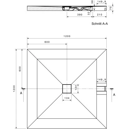 Bodenebenes Befliesbares Duschelement Indigno P Reno Mit Punktabl. 120 X 120 Cm 4 Bodenebenes Befliesbares Duschelement Indigno P Reno Mit Punktabl. 120 X 120 Cm – Bild 2