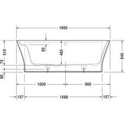Duravit Badewanne Cape Cod 190 Cm X 90 Cm Vorwandversion Mit Rückenschräge Weiß -Dusch Welt Verkauf 793832 4123 700364V