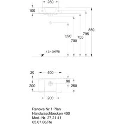 Geberit Handwaschbecken Renova Plan 40 Cm Weiß 7 Geberit Handwaschbecken Renova Plan 40 Cm Weiß -Dusch Welt Verkauf 8385 print masszeichnung 5