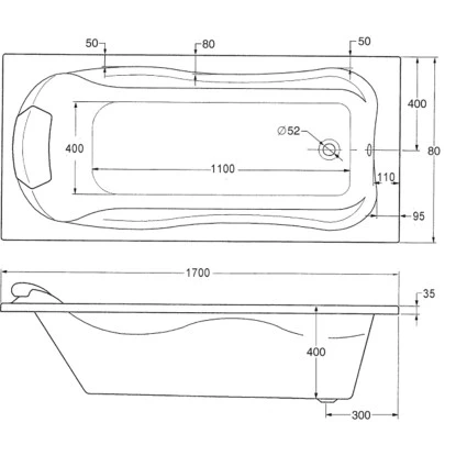 Ottofond Körperform-Badewanne Jamaica 170 Cm Weiß 5 Ottofond Körperform-Badewanne Jamaica 170 Cm Weiß – Bild 3