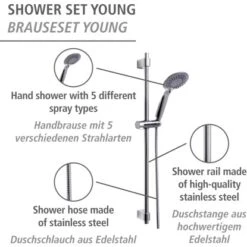 Wenko Brauseset Young Chrom -Dusch Welt Verkauf 903234 1068 02