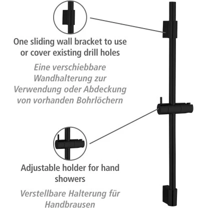 Wenko Duschstange Classic Schwarz 70 Cm 4 Wenko Duschstange Classic Schwarz 70 Cm – Bild 2