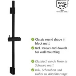 Wenko Duschstange Classic Schwarz 70 Cm 8 Wenko Duschstange Classic Schwarz 70 Cm -Dusch Welt Verkauf 903263 1068 03