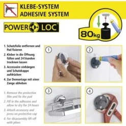 Wenko Power-Loc Duschstange Chrom Befestigen Ohne Bohren -Dusch Welt Verkauf 903304 1068 06