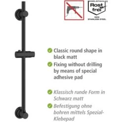 Wenko Duschstange Schwarz Befestigen Ohne Bohren -Dusch Welt Verkauf 903403 1068 03