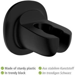 Wenko Duschkopfhalter Libertà Schwarz Befestigen Ohne Bohren -Dusch Welt Verkauf 903762 1068 03