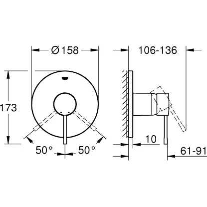 Grohe Einhand-Brausebatterie Essence Cool Sunrise Für Unterputz 4 Grohe Einhand-Brausebatterie Essence Cool Sunrise Für Unterputz – Bild 2