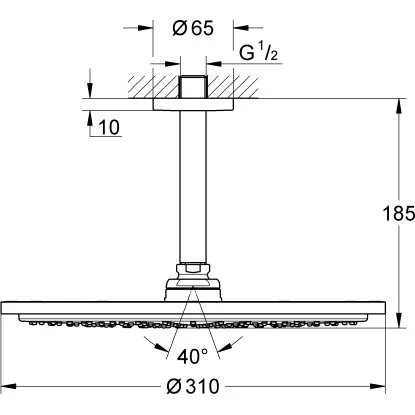 Grohe Kopfbrause-Set Mit Deckenauslass Rainshower Cosmopolitan 310 Supersteel 4 Grohe Kopfbrause-Set Mit Deckenauslass Rainshower Cosmopolitan 310 Supersteel – Bild 2