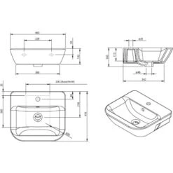 AquaSu Handwaschbecken Lenado 46 Cm Weiß -Dusch Welt Verkauf 971488 3711 5