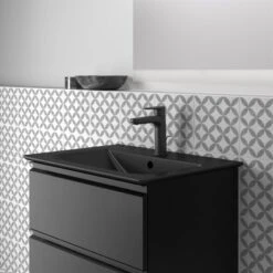 Ideal Standard Möbelwaschtisch Connect Air 64 Cm 1 Hahnloch Mit Überlauf Schwarz -Dusch Welt Verkauf 9803099 3049 5