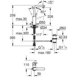 Grohe Einhebelmischer-Waschbeckenarmatur Lineare Chrom -Dusch Welt Verkauf htischbatterie mazeichnung